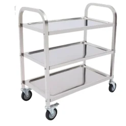 OEM Matbord>Rostfritt Stål Serveringsvagn, Hög Lastkapacitet, Lätt Rörlighet,Silver