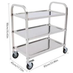 OEM Matbord>Rostfritt Stål Serveringsvagn, Hög Lastkapacitet, Lätt Rörlighet,Silver