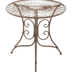 BellaFurn Balkongmöbler>Round Side Table Jugendstil - Balkon Table - Weatherwast Design | Färg: Antik brun