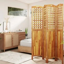 vidaXL Balkongmöbler>Rumsavdelare 4 paneler 162x2x180 cm massivt akaciaträ