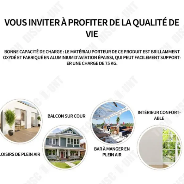 LUNAVO Småbord>Rund Barbord - TD - 60x60 cm - Aluminium - Halkfri - 75 kg belastning