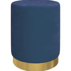 vidaXL Sittpuffar>Rund förvaringspall blå sammet 31 x 37 cm