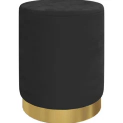 vidaXL Sittpuffar>Rund förvaringspall svart sammet 31 x 37 cm