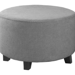 EURL Sittpuffar>Runt stretch jacquard överdrag (khaki, stor), fotpallöverdrag, fölsto