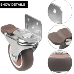 Balkongmöbler>RYI-4x hjul - 25 mm för möbler Små svängbara hjul med broms