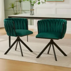 Fåtöljer>Sammet fåtölj set om 2 med 180° svängfunktion - kraftig ram, ergonomisk, sammetslen