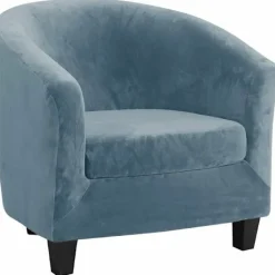 Fåtöljer>Sammet Fåtöljöverdrag 2-Delars Set Stretch Fåtöljöverdrag med Kuddfodral Blågrå för Vardagsrum Kompatibel med Tigrezy