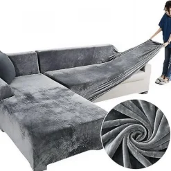 Soffor>Sammet Plysch L-formad Sofföverdrag för Vardagsrum Elastisk Sofföverdrag Schäslong Hörn Stretch Sofföverdrag