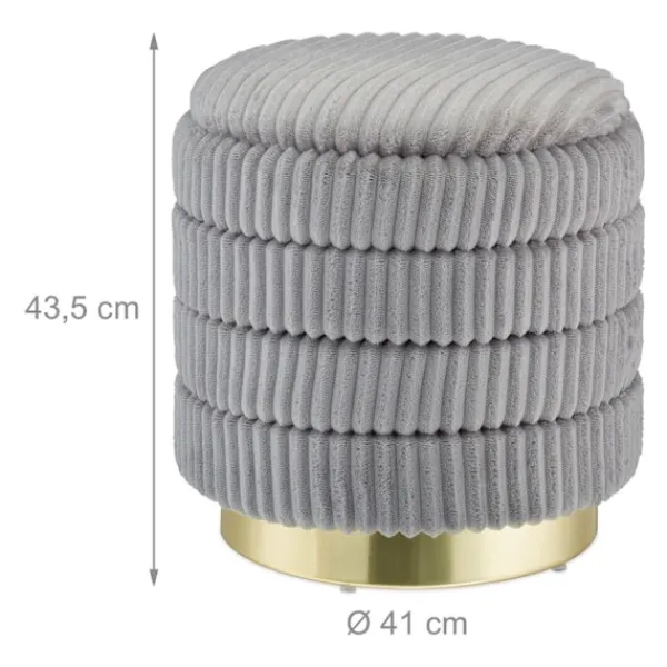 B2X Sittpuffar>Sammetspall med förvaringsgrå