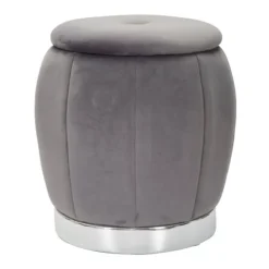 B2X Sittpuffar>Sammetspuff med förvaring, grå, 43x43 cm