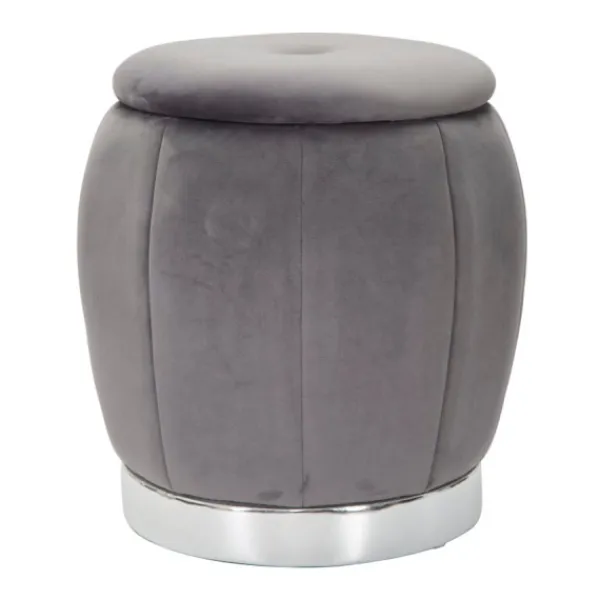 B2X Sittpuffar>Sammetspuff med förvaring, grå, 43x43 cm