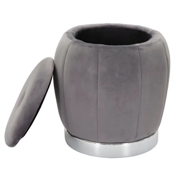 B2X Sittpuffar>Sammetspuff med förvaring, grå, 43x43 cm