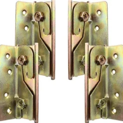 Sängar>Sats med 4 stycken robusta, rostfria sängrälsfästen utan hål med skruvar