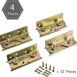 Sängar>Sats med 4 stycken robusta, rostfria sängrälsfästen utan hål med skruvar