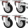 Balkongmöbler>Sats med 4 svängbara hjul 75 mm med broms - Hjul för möbler upp till 200 kg - Tung last - Gummi för inomhus och utomhus - Hjul I