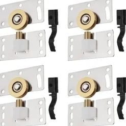 Skåp>Sats med Skjutdörrsrullar i Rostfritt Stål, Skjutspårshjul, Skjutdörrsbeslag för Garderobsskåp, Fönster, Möbler