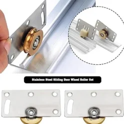 Skåp>Sats med Skjutdörrsrullar i Rostfritt Stål, Skjutspårshjul, Skjutdörrsbeslag för Garderobsskåp, Fönster, Möbler