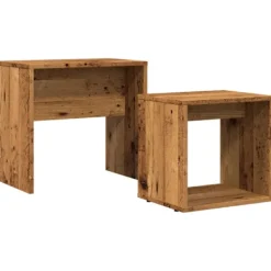 vidaXL Småbord>Satsbord 2 st åldrat trä konstruerat trä