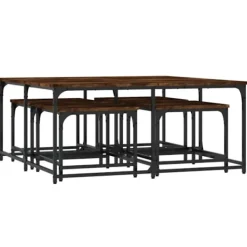 vidaXL Soffbord>Satsbord 5 st rökfärgad ek konstruerat trä