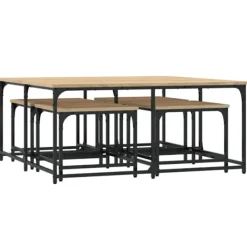 vidaXL Soffbord>Satsbord 5 st sonoma-ek konstruerat trä