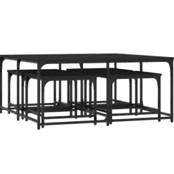 vidaXL Soffbord>Satsbord 5 st svart konstruerat trä