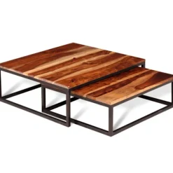 vidaXL Soffbord>Satsbord set massiv akasieträ