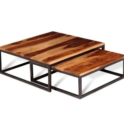 vidaXL Soffbord>Satsbord set massiv akasieträ