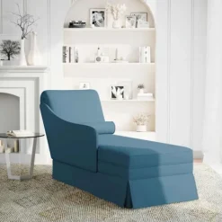 vidaXL Fåtöljer>Schäslong med bolster och höger armstöd blå sammet