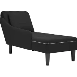 vidaXL Fåtöljer>Schäslong med kudde och höger armstöd svart sammet