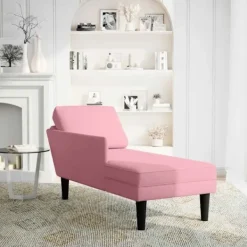 vidaXL Fåtöljer>Schäslong med kudde och höger armstöd rosa sammet