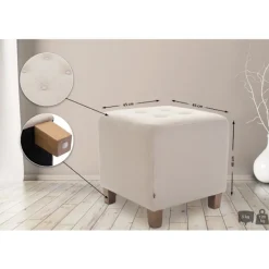 BellaFurn Sittpuffar>Seat Pall, Ottoman - Modern Elegant Design med hållbara dammbeläggningar, komfort och styrka Färg: Cream