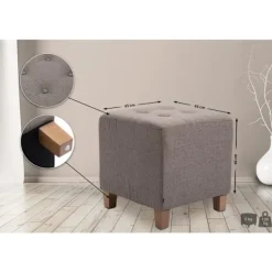 BellaFurn Pallar>Seat Pall, Ottoman - Modern Elegant Design med hållbara dammbeläggningar, komfort och styrka Färg: Taupe