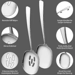 Matgrupper>Serveringsskedar Set, 25 cm Hålslev Och Serveringssked, Skedar Bestick, Matlagningssked, Deg