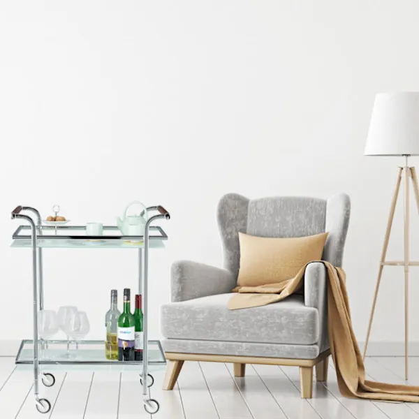 B2X Sideboards>Serveringsvagn frostat glas