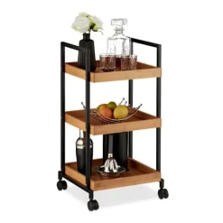 B2X Sideboards>Serveringsvagn i bambu med 3 hyllplan