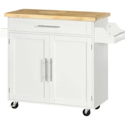 Northio Köksö>Serveringsvagn Köksvagn Med Bänkskiva, Kryddställ, Handdukshållare, Vit, 109X40X89Cm För Vardagsrum & Matsal