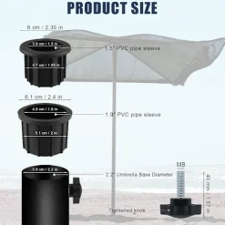 Balkongmöbler>Set (6 st) Ersättningskit för parasollbasdelar, inklusive 4 parasollhålringar och 2 handskruvar, Parasoll