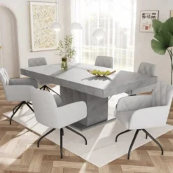 Matgrupper>Set med 4 360° svängbara matrumsstolar med ett grovt mönster, vadderad fåtölj med 4 metallben