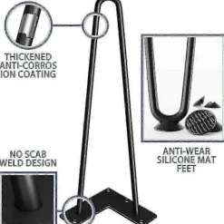 Småbord>Set med 1 bordsben, 2 stänger, 30 cm, i svart metall, max. 150 kg, med skyddsmatta, gör-det-själv soffbordsmöbler lämpliga för olika märken{KDO}