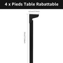 Soffbord>Set med 4 hopfällbara bordsben 35 CM, 90 graders hopfällbara bordsben, svarta hopfällbara soffbordsben för