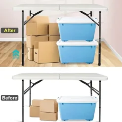 Balkongmöbler>Set med 4 hopfällbara bordsbensförlängare, raka ben, justerbara hopfällbara bordsbensförlängare för höjd (44 cm) [co]