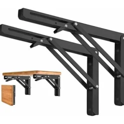 Balkongmöbler>Set med 2 hyllkonsoler 400mm, vikbart fäste, väggmonterat vikbart fäste i rostfritt stål, 80KG/176lbs lastkapacitet, DEBUNS
