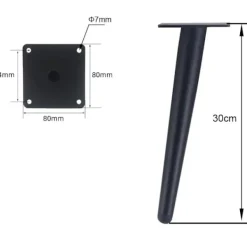 Småbord>Set med 4 lutande bordsben - Vinklade avsmalnande 30 cm, svarta, metallskåpsben, avsmalnande möbelben, tysta ersättningsben för soffa, bord och