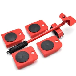 Pallar>Set med 5 möbeltransport hjul - 4 möbelhjul och 1 domkraft - lastkapacitet 150 kg vardera