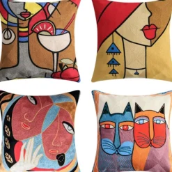 Soffor>Set med 4 Picasso Kuddfodral 45x45 cm Dekorativ Soffkudde - Perfekt