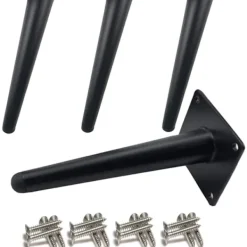 Småbord>Set med 4 Snedda Bordben - Snedda Koniska 30cm, Svart, Metalliska Skåpsben, Koniska Möbelben, Tysta Ersättningsben för Soffa, Bord och