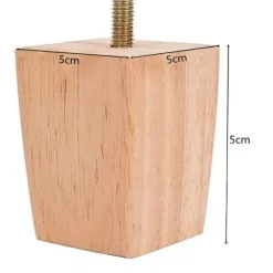 Sängar>Set med 4 sängben i trä med monteringsplattor och skruvar - 5 cm höga