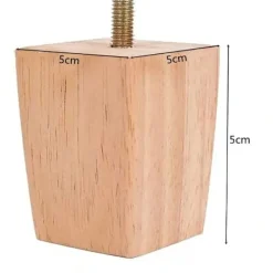 Sängar>Set med 4 sängben i trä med monteringsplattor och skruvar - 5 cm höjd