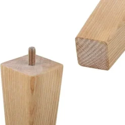 Sängar>Set med 4 sängben i trä med monteringsplattor och skruvar - 5 cm höjd-FA10-