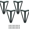 Soffbord>Set med 4 svarta metallbordsben - Utbytbara möbelben - för soffbord/TV/soffa/säng och andra möbelben - med skruvar.(15cm)